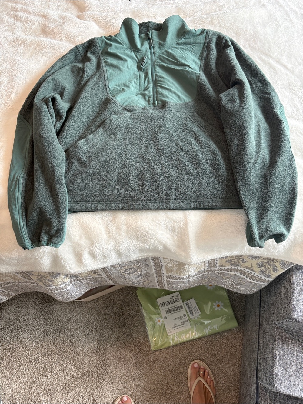 Lululemon Women's Sage Green Quarter-Zip Fleece Pullover